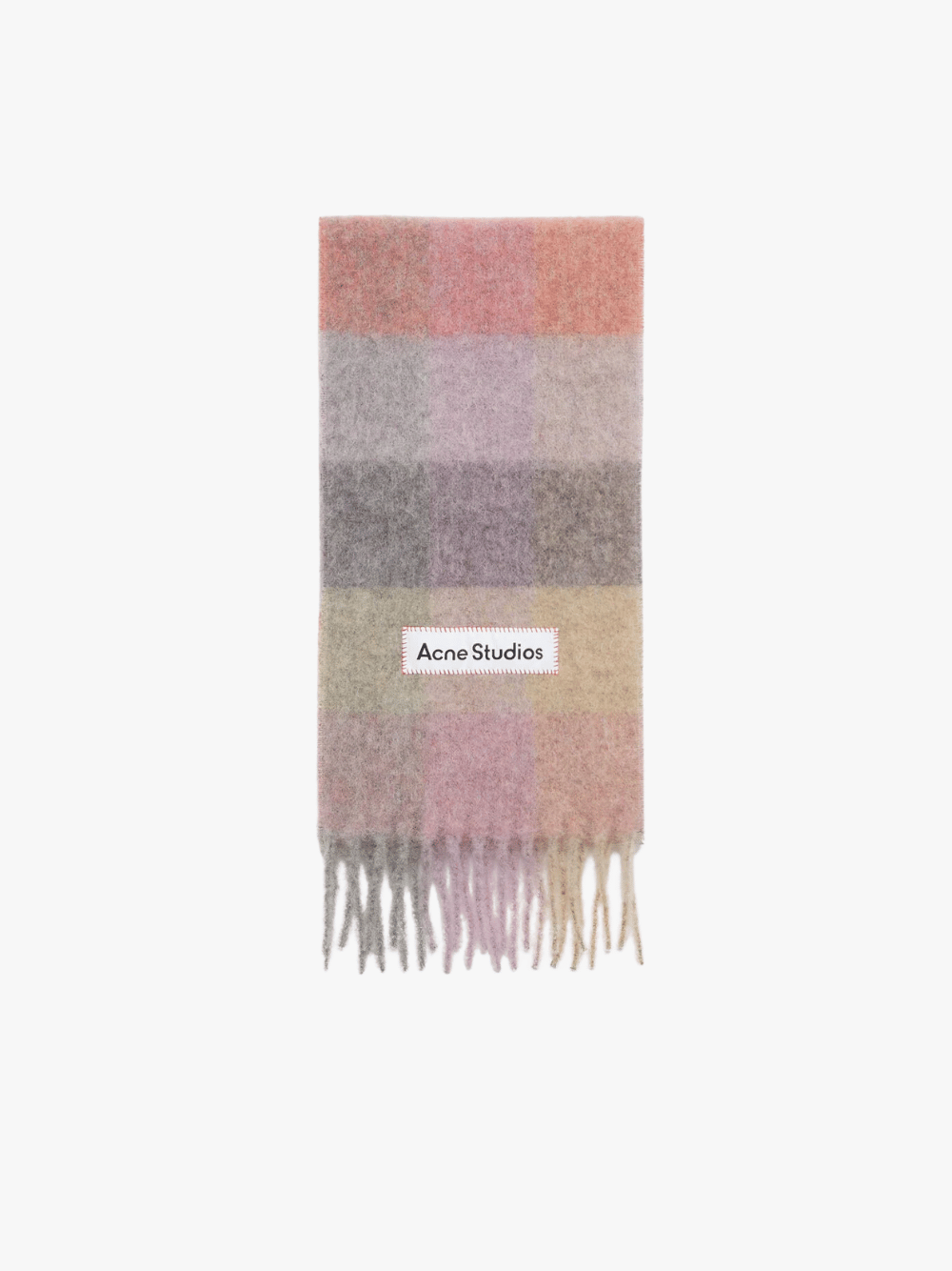 Acne Studios Karierter Schal aus Mohair Fuchsia/Flieder/Rosa Damen