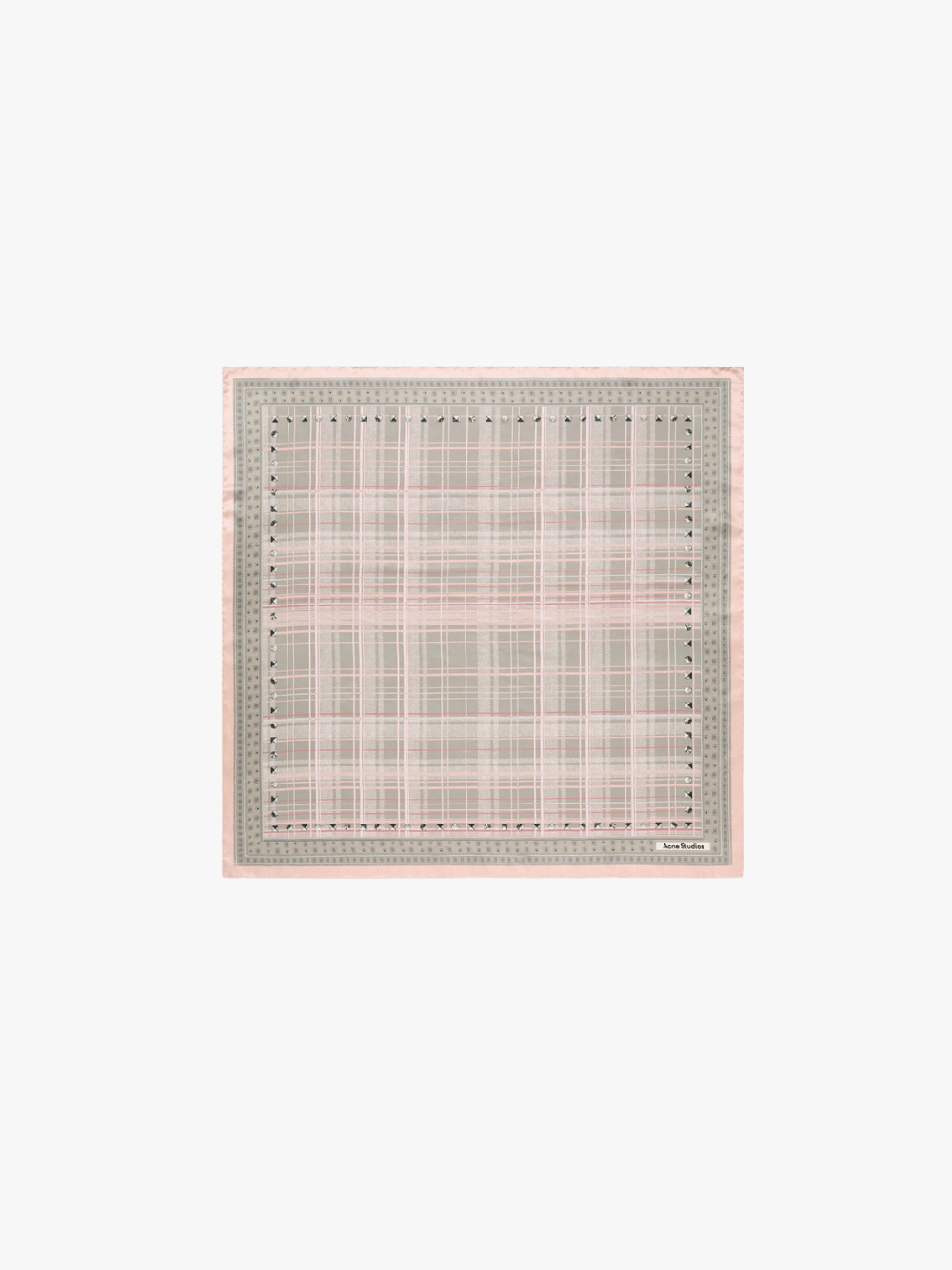 Acne Studios Silk Scarf with Check Pattern Pink/Taupe Men
