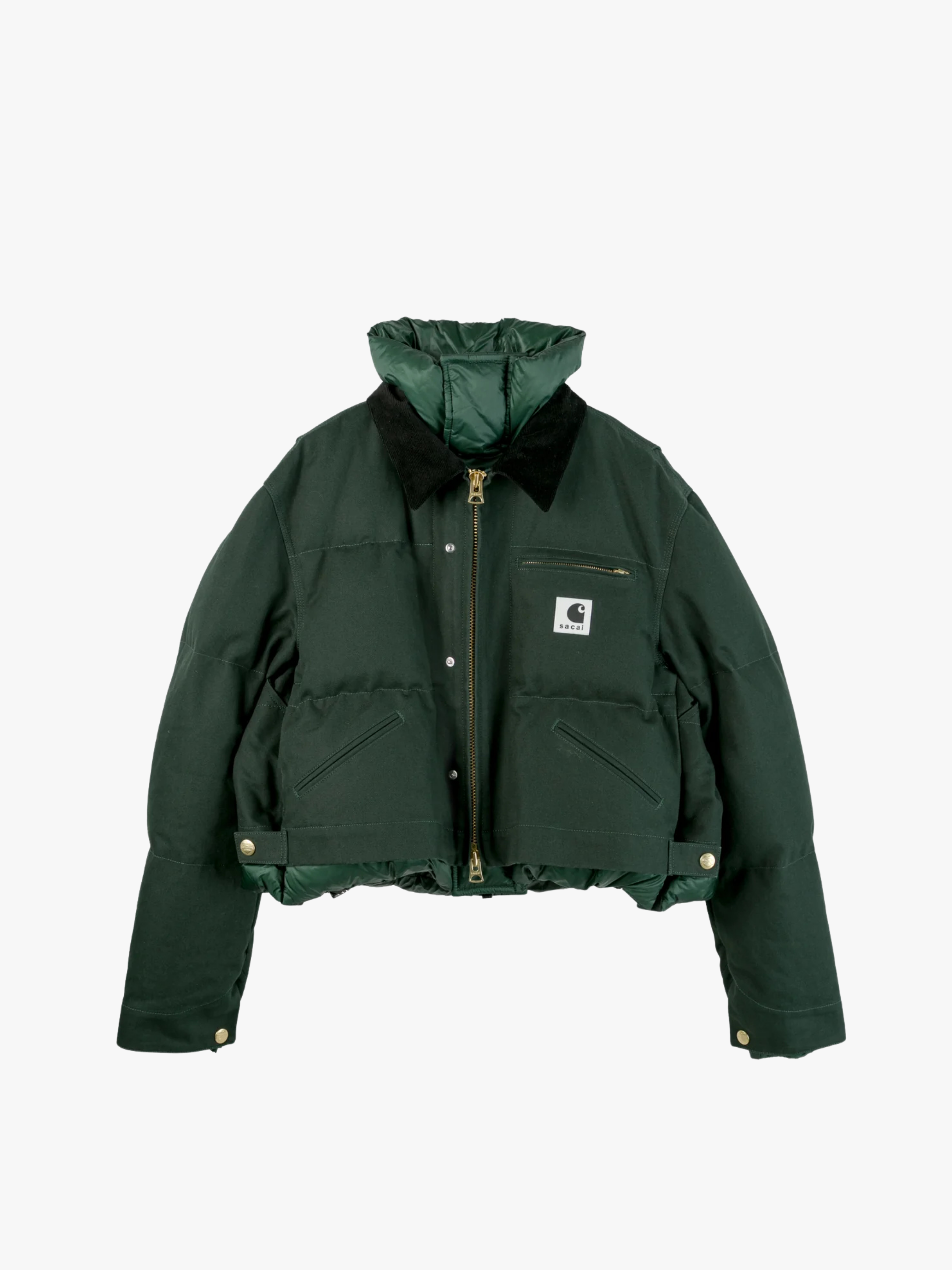Sacai x Carhartt WIP Washed Duck Puffer Jacke Grün Damen