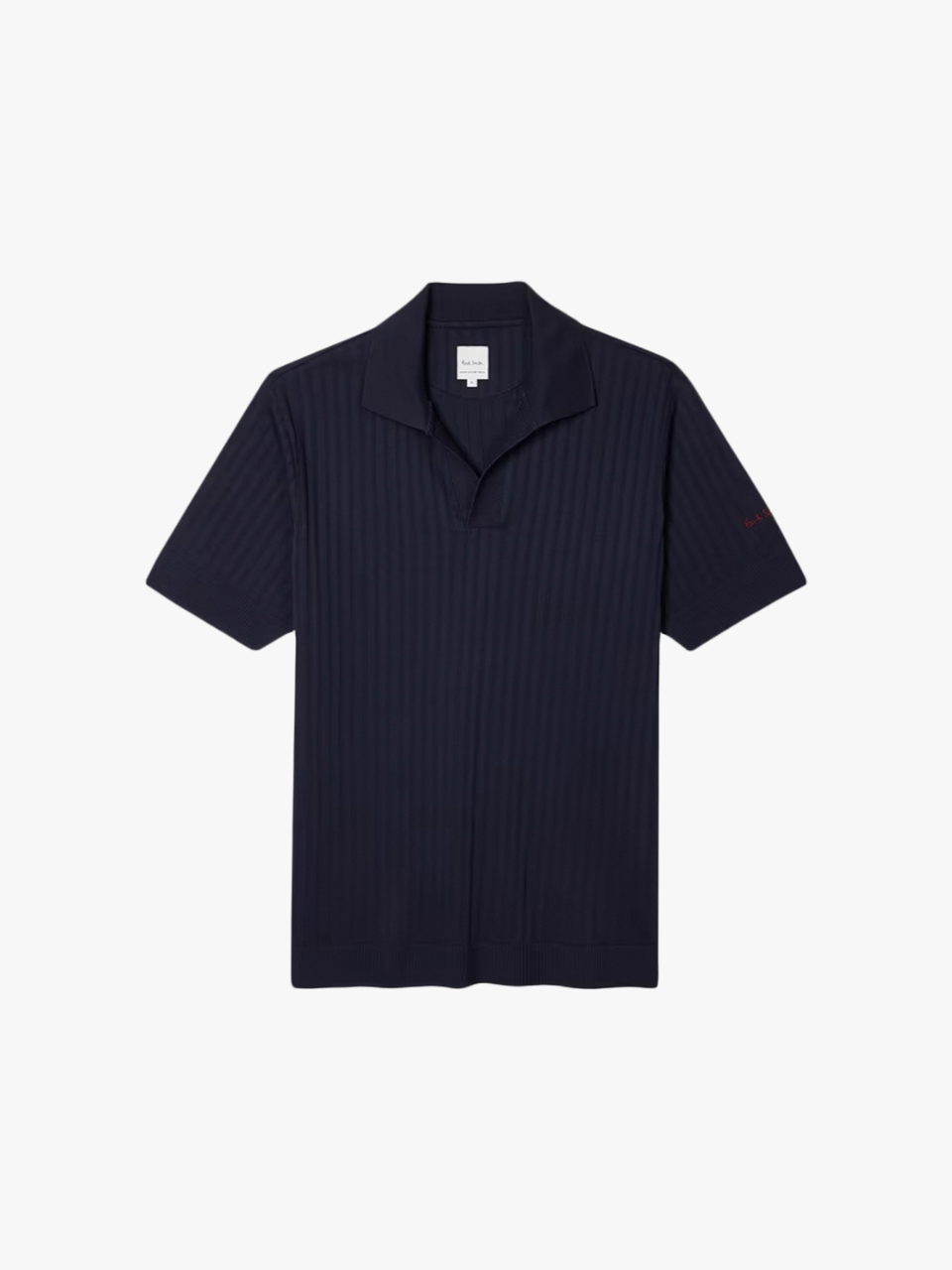 Paul Smith Marineblaues Poloshirt mit offenem Kragen aus gerippter Baumwolle Herren