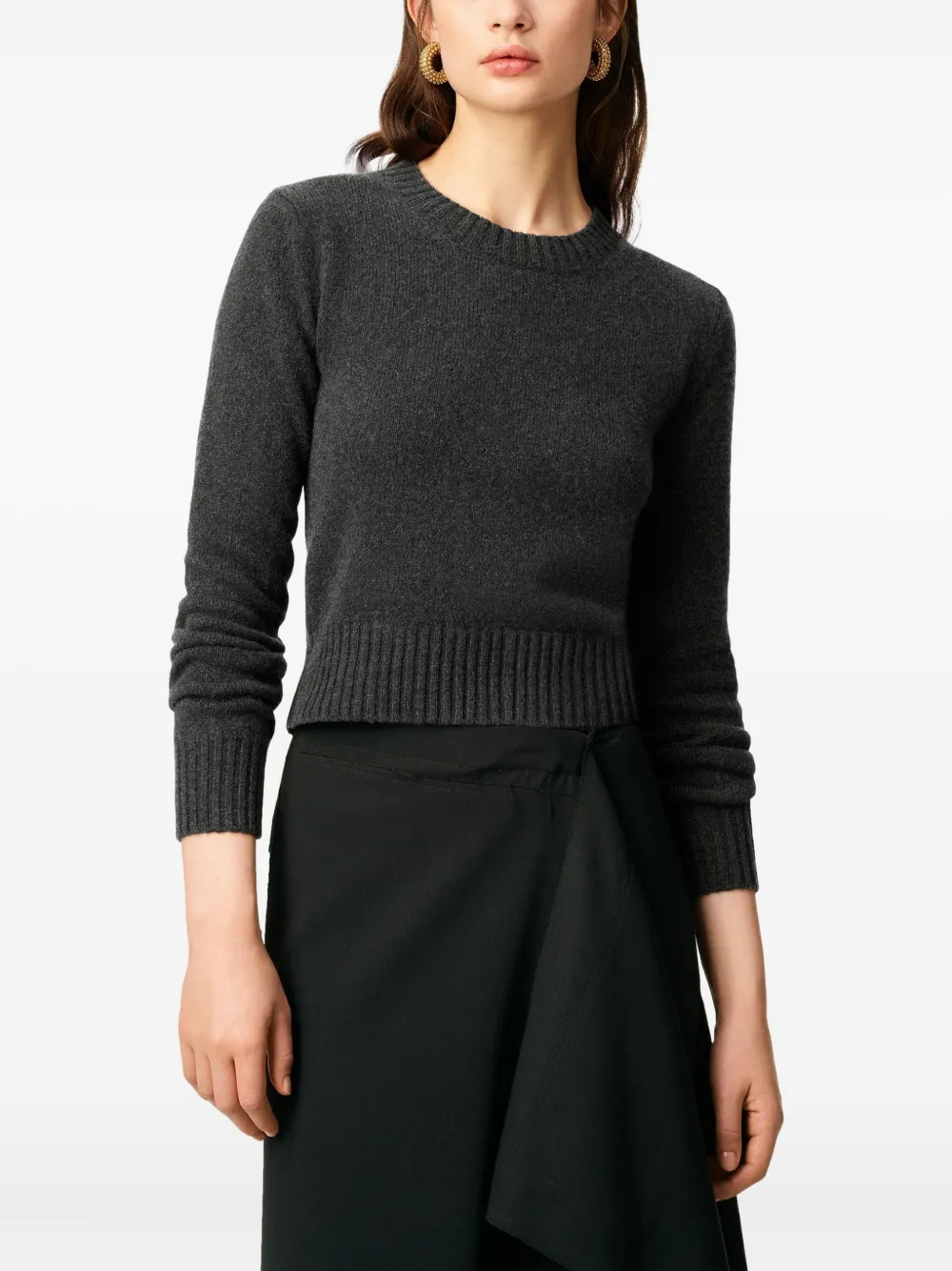 AMI Paris Pullover mit Ami de Coeur-Stickerei Dunkeglrau Damen