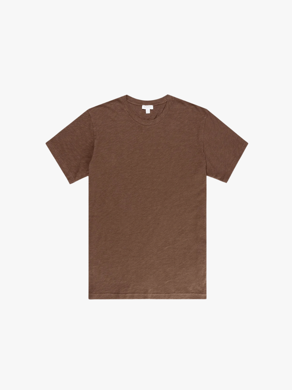 Sunspel Baumwoll-Leinen T-Shirt Dunkle Walnuss Herren