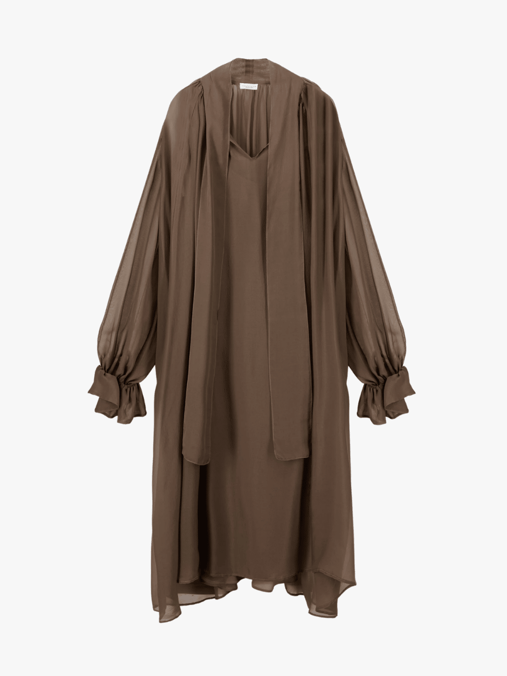 Roberto Collina Silk Dress with Bow Khaki Women