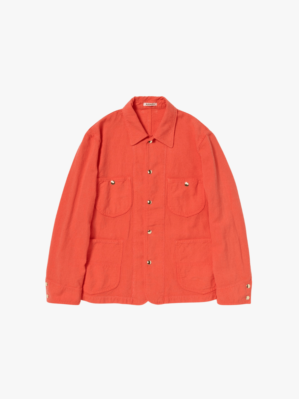 Auralee Wool Cotton Linen Ox Work Jacket Rot Orange Herren