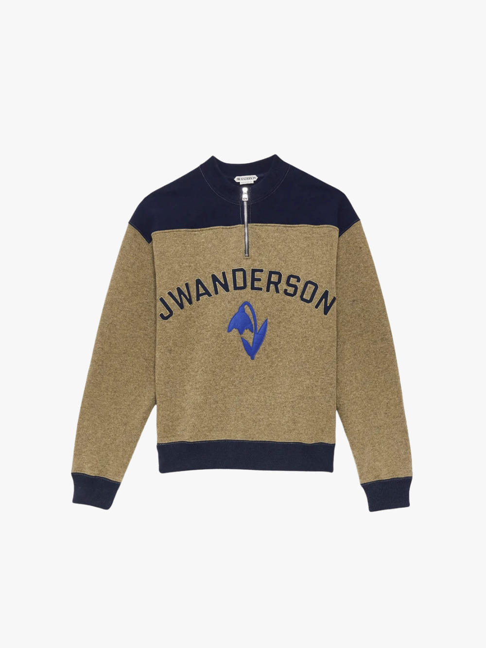 JW Anderson Half-Zip Sweatshirt Beige Melange Herren