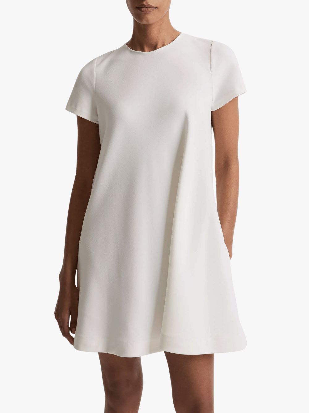 Vince Bias Short‑Sleeve Dress Weiß Damen