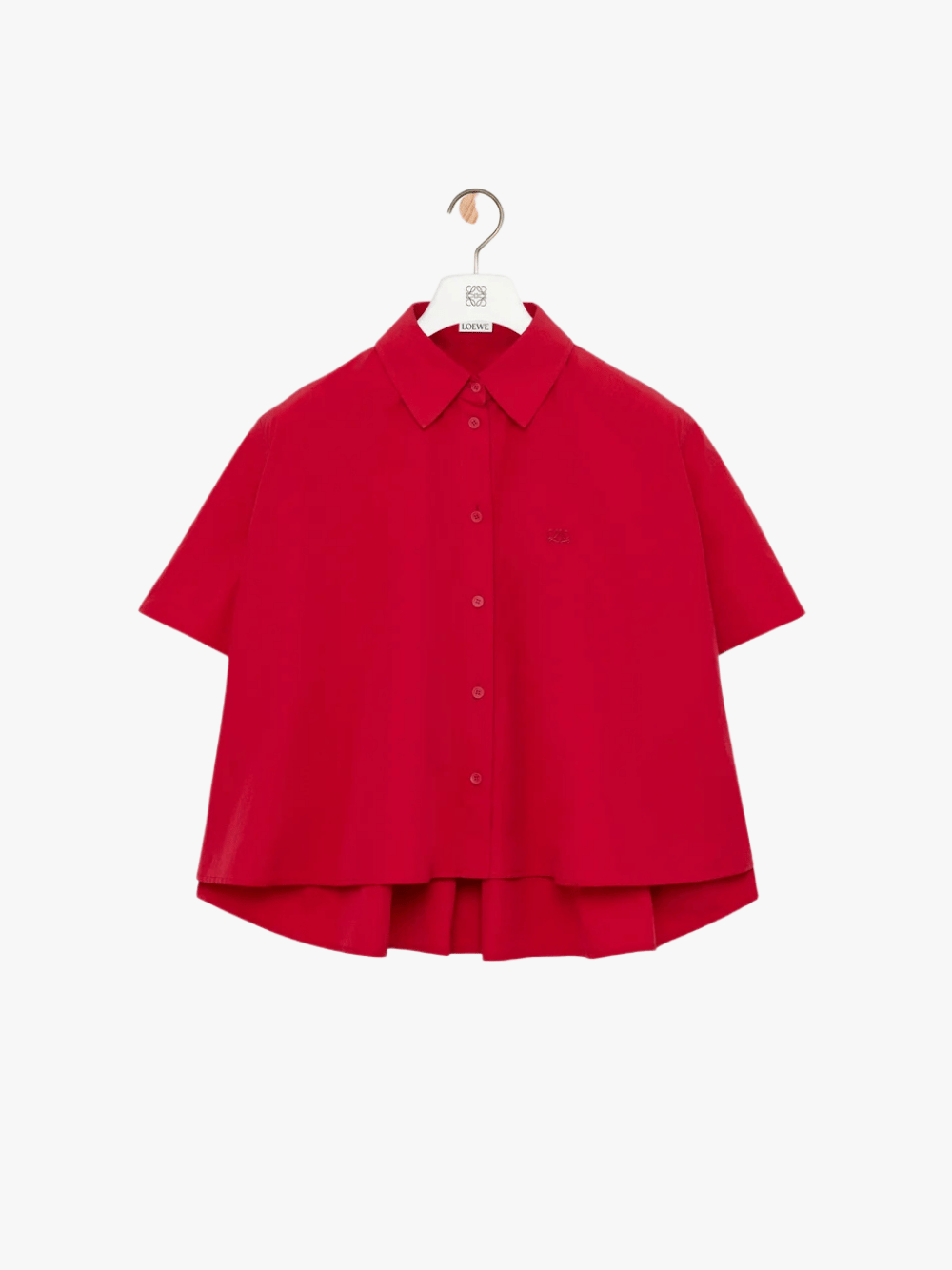 Loewe Short Sleeve Trapeze Shirt in Cotton Red Women