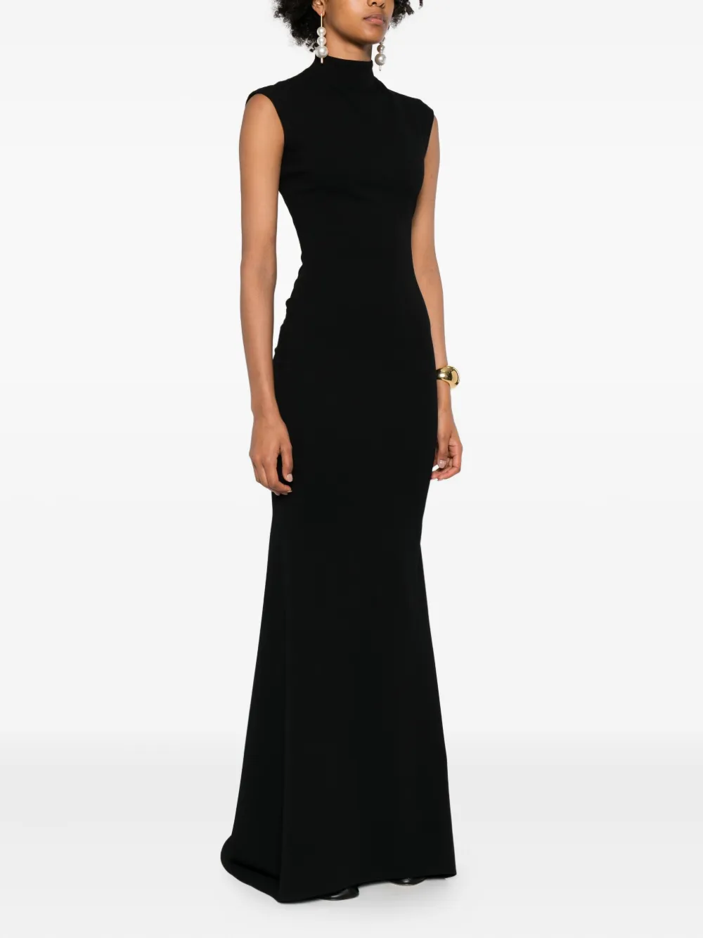 Jacquemus Maxikleid mit hohem Kragen Schwarze Damen