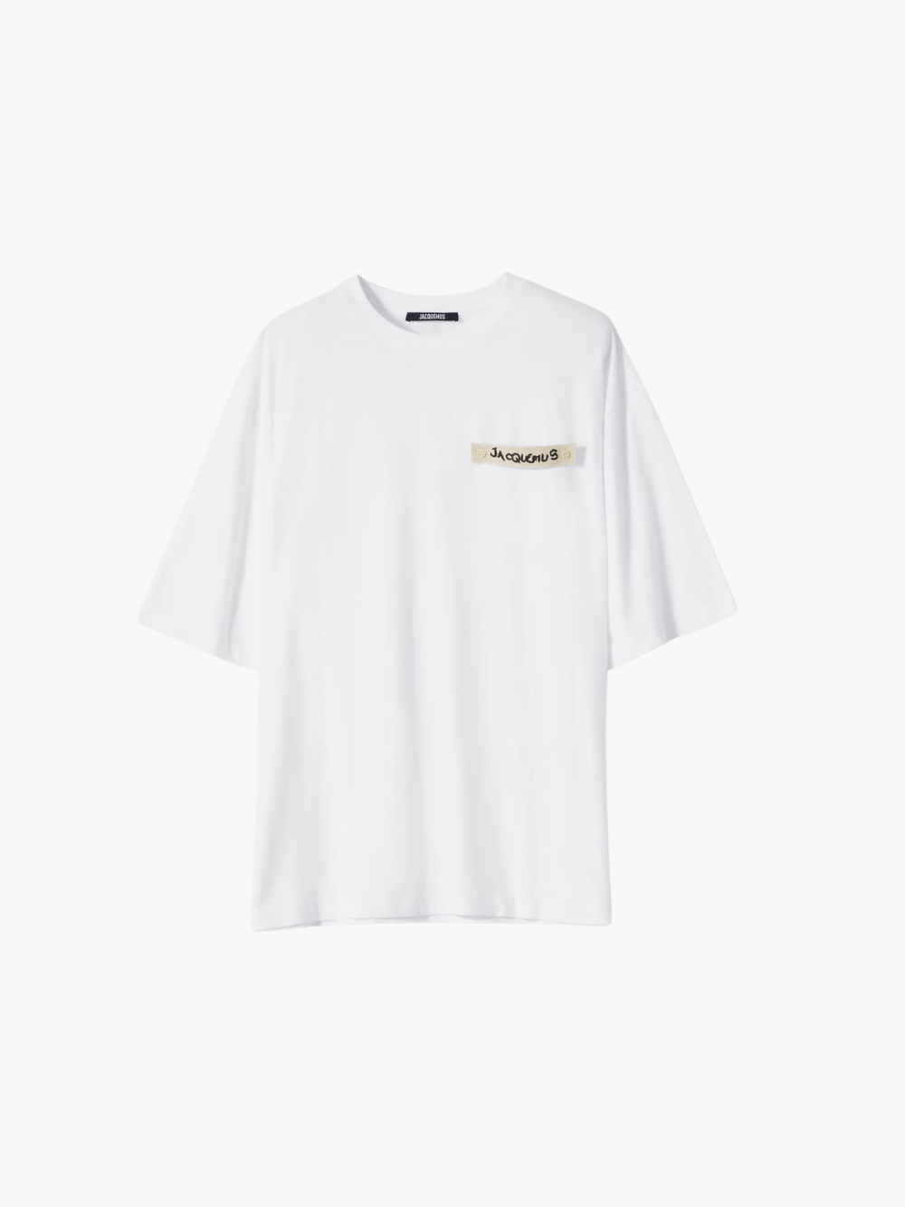 JACQUEMUS Le T-shirt Plage Baumwoll T-Shirt mit Crochet-Logo Weiß Herren