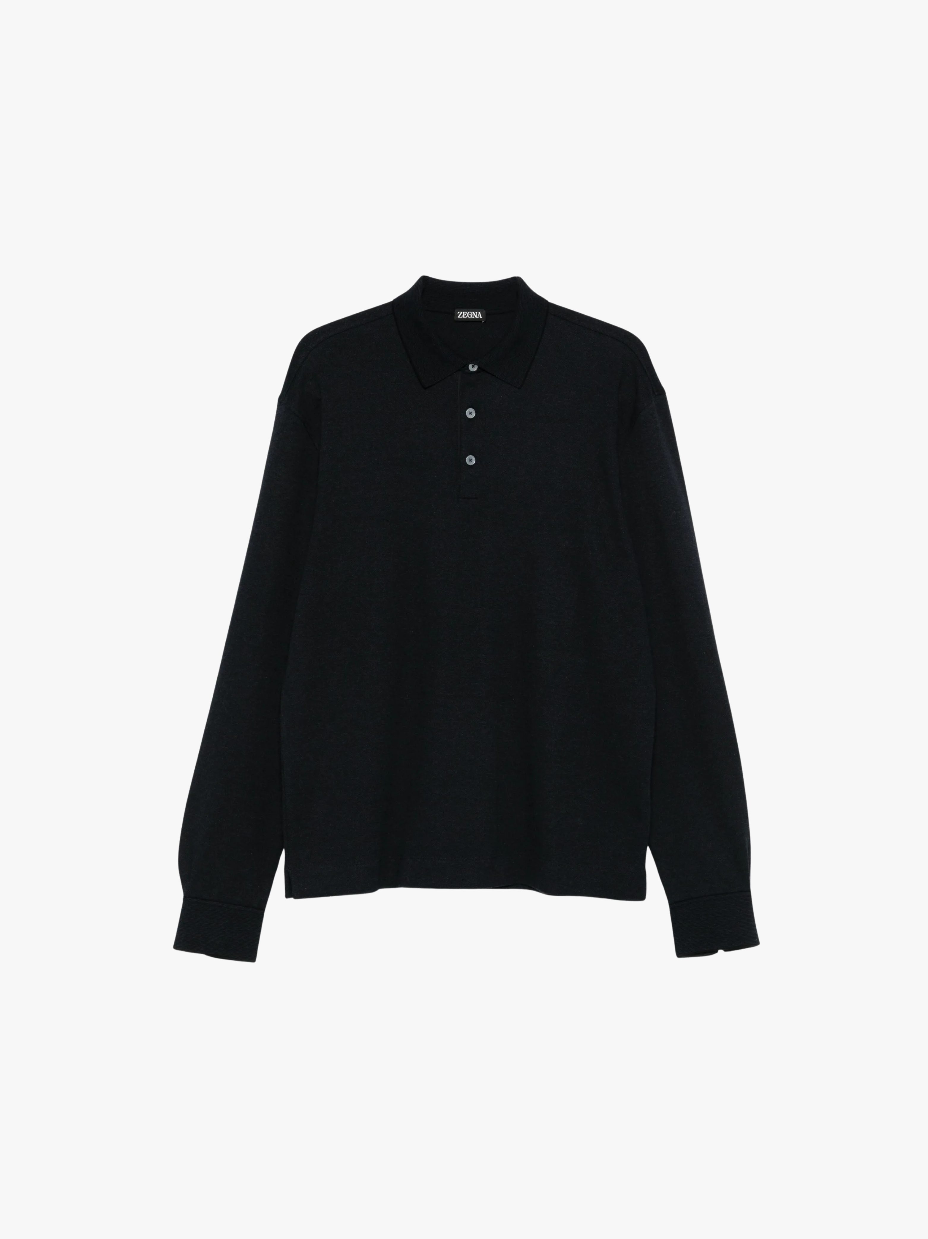 Zegna Langärmliges Poloshirt Schwarz Herren
