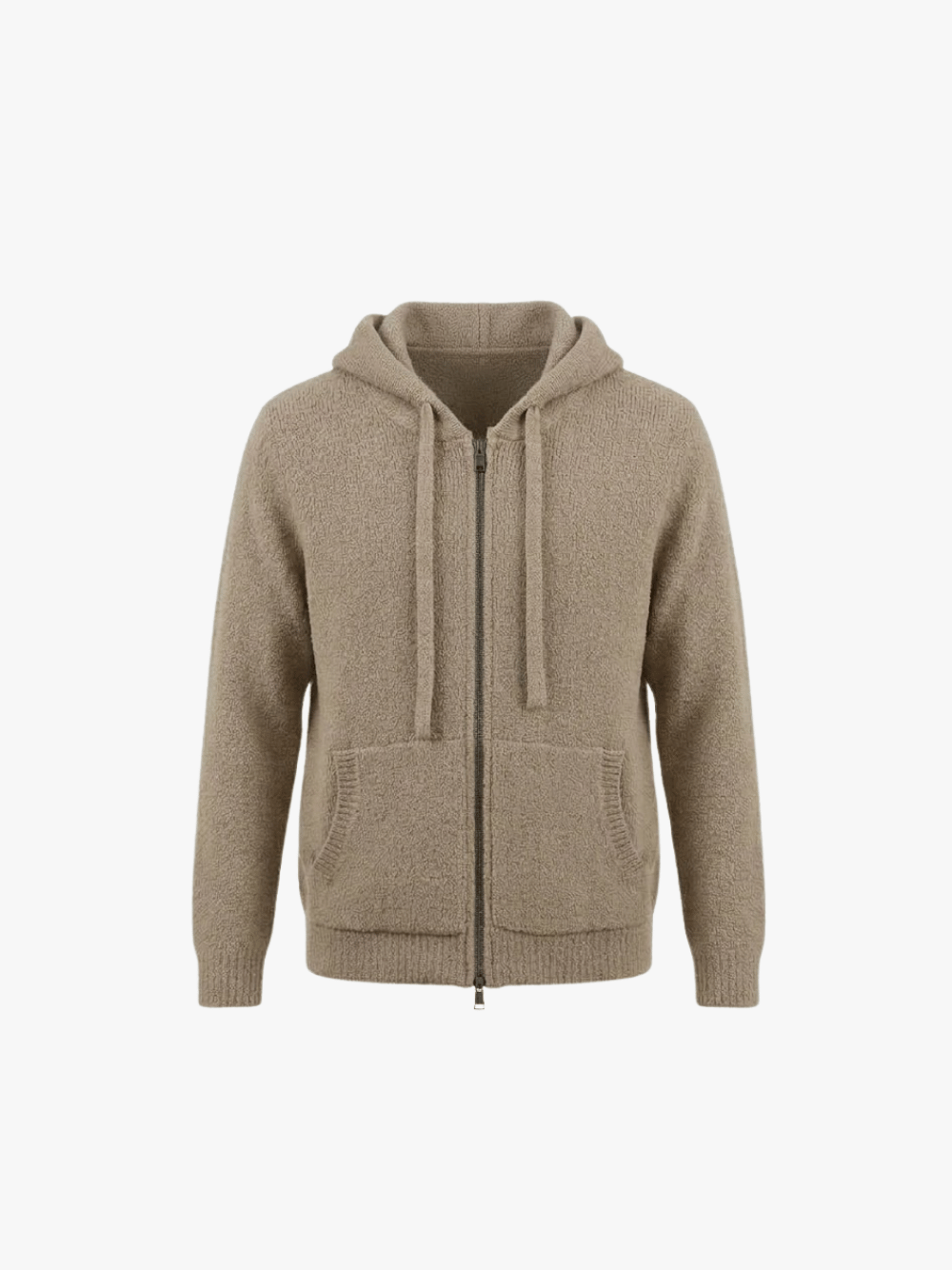 Roberto Collina Knit Zip Hoodie Beige Men's