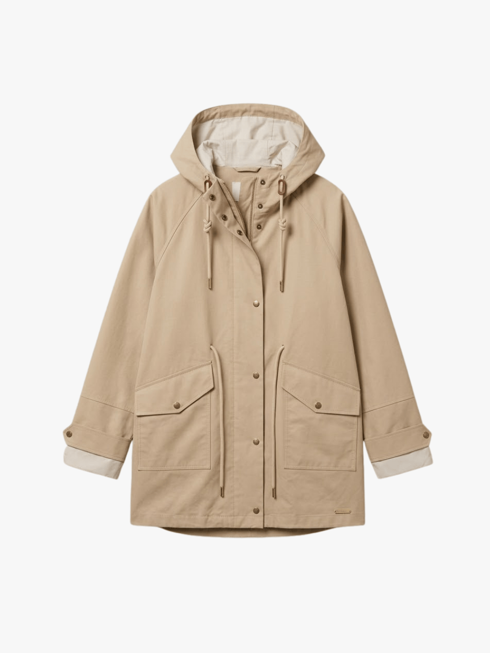 Moncler Langer Parka mit Kapuze Beige Damen