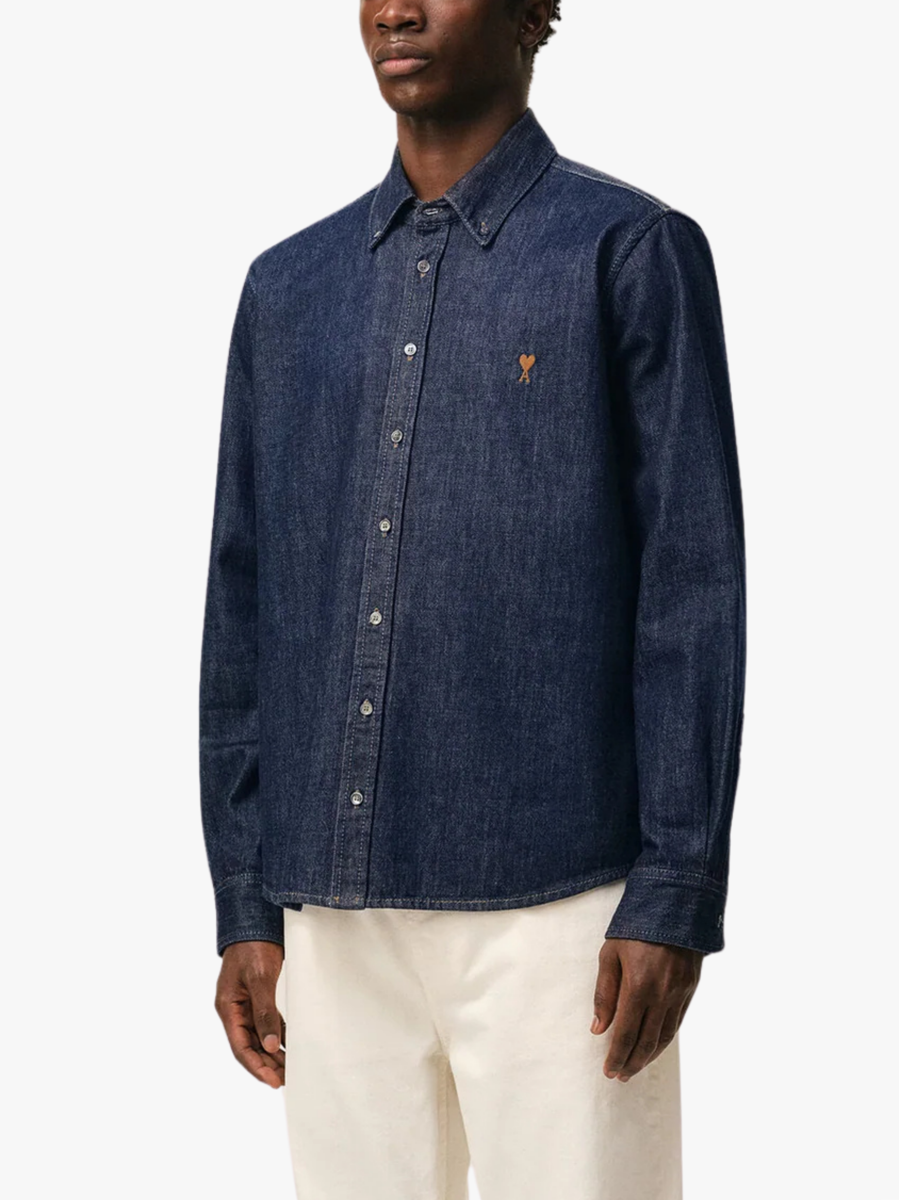 Ami Paris Blue Denim Cotton Ami de Coeur Shirt Men