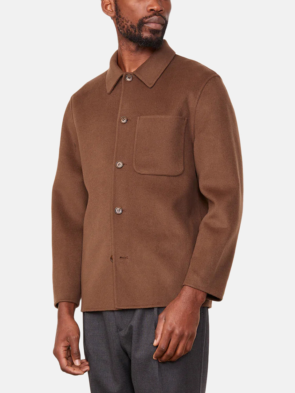 Officine Générale Hamilton Overshirt Wolle Braun Herren