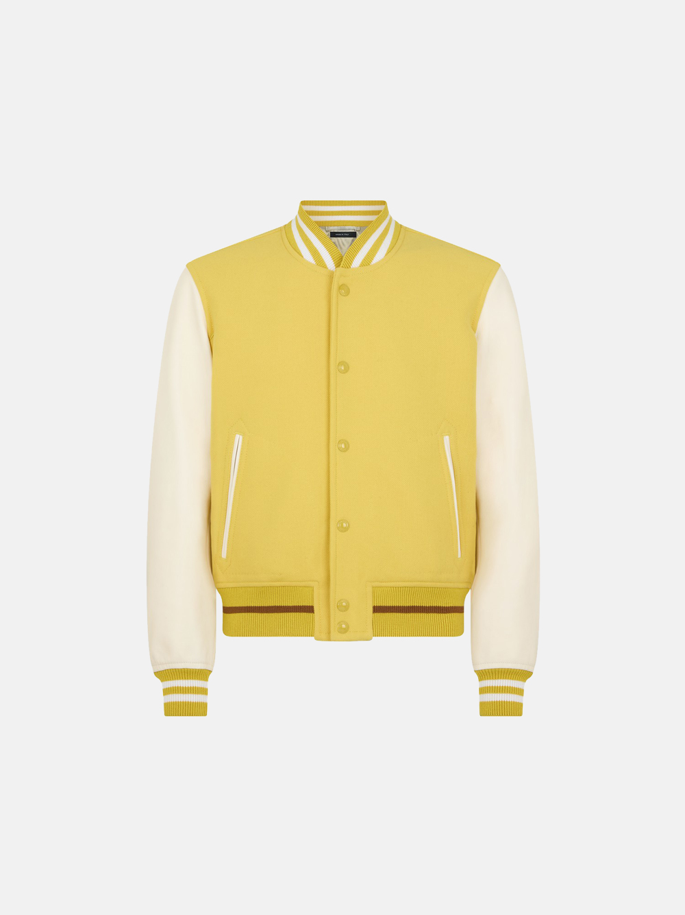 Tom Ford Varsity Bomber mit Lederärmeln Herrenjacke Gelb