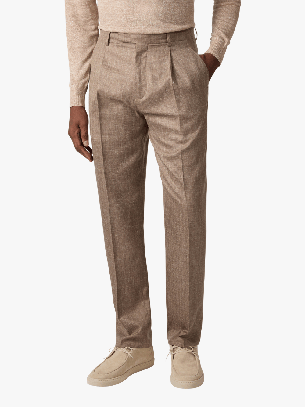 Brett Johnson Linen Single Pleat Hose Herren Braun Herren