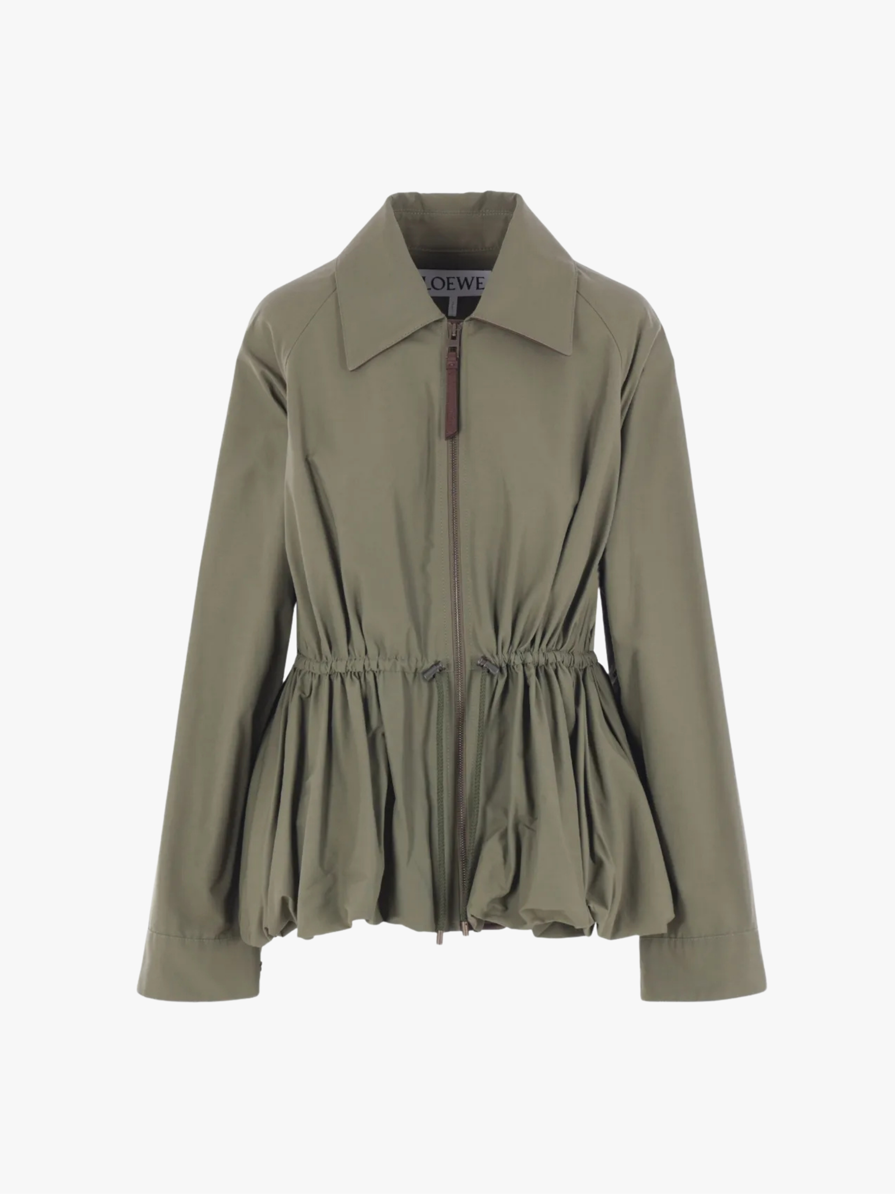 LOEWE Jacke mit Kordelzug in der Taille Khaki Grün Damen