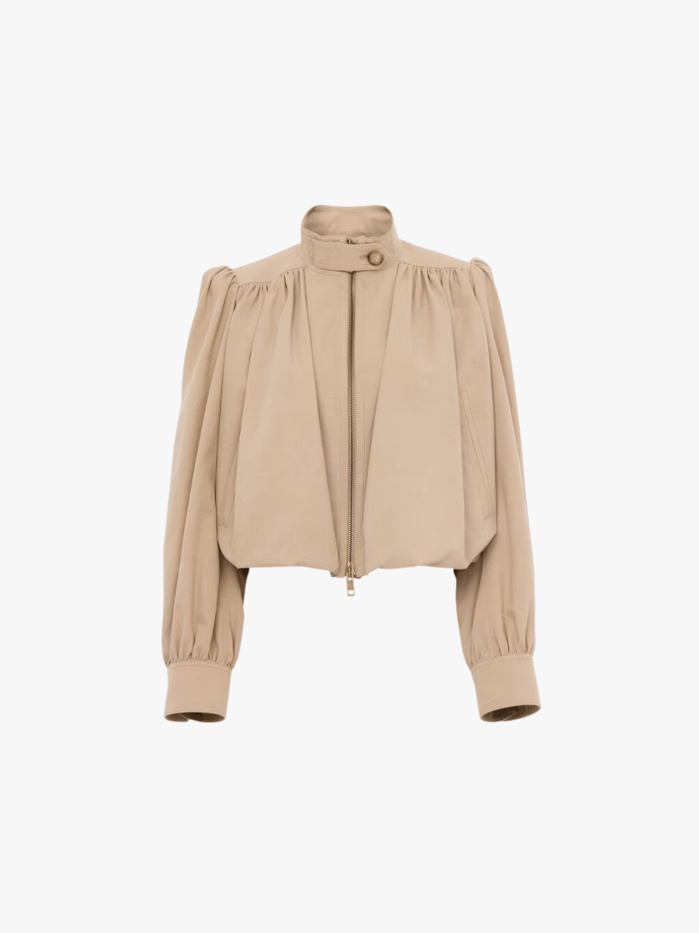 Chloé Gathered Boule Jacket Worn Brown Beige Women's