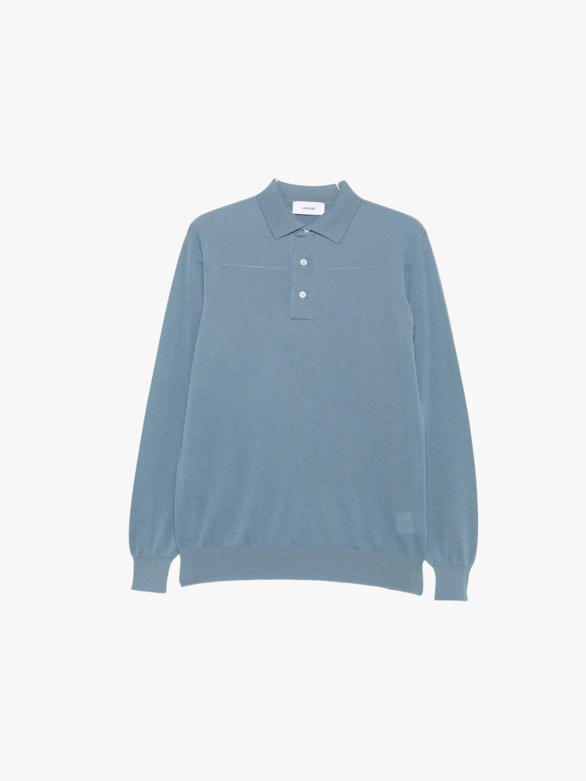 Lardini fein gestricktes Poloshirt Langarm Blau Herren