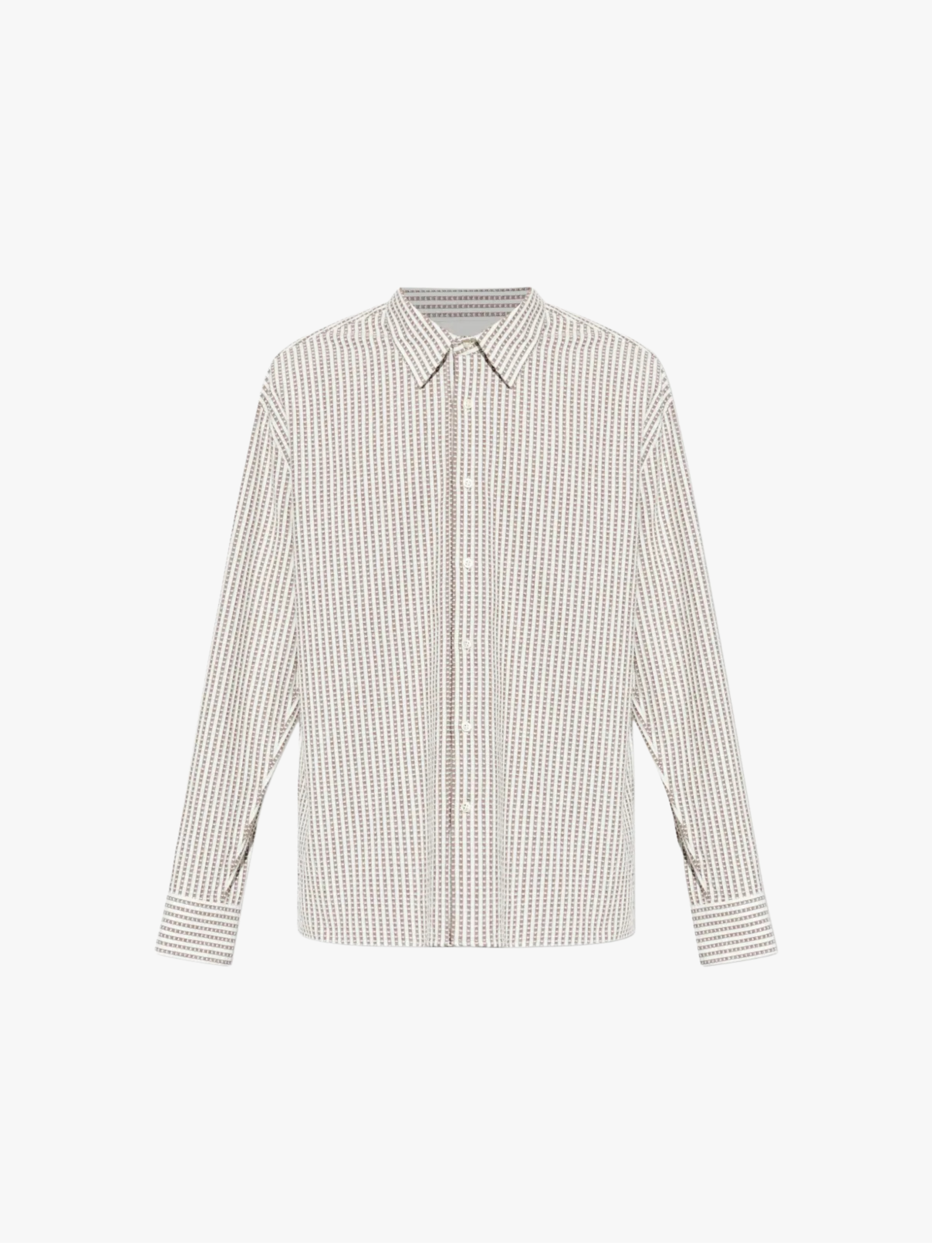 Officine Générale Gad Shirt Cut Thread Baumwolle  Langarmhemd Gingerbread/Weiß Herren