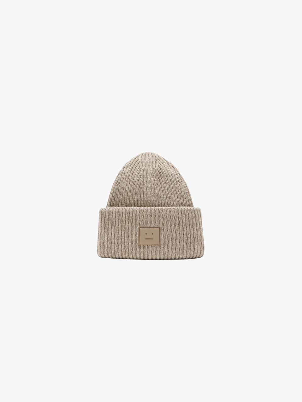 Acne Studios Beanie Large Face Logo Yak Wool Beige Herren