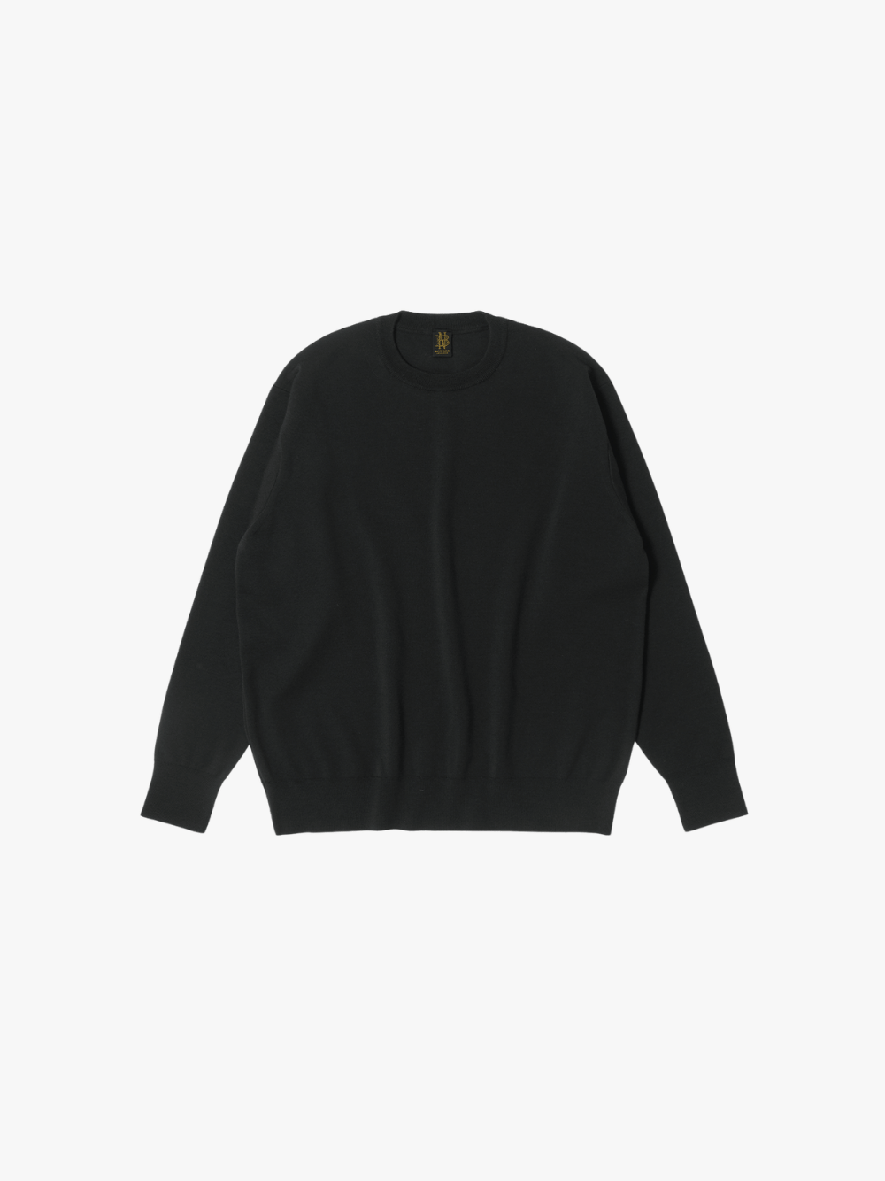 Batoner 32G Smooth Wool Classic Crew Neck Black Men's