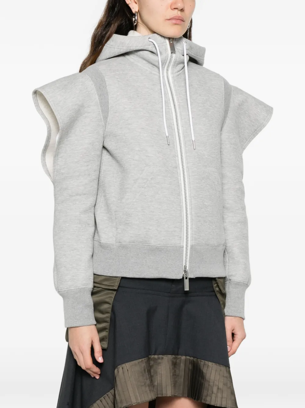 Sacai Sponge Sweat Hoodie Grau Baumwoll‑Hoodie Damen