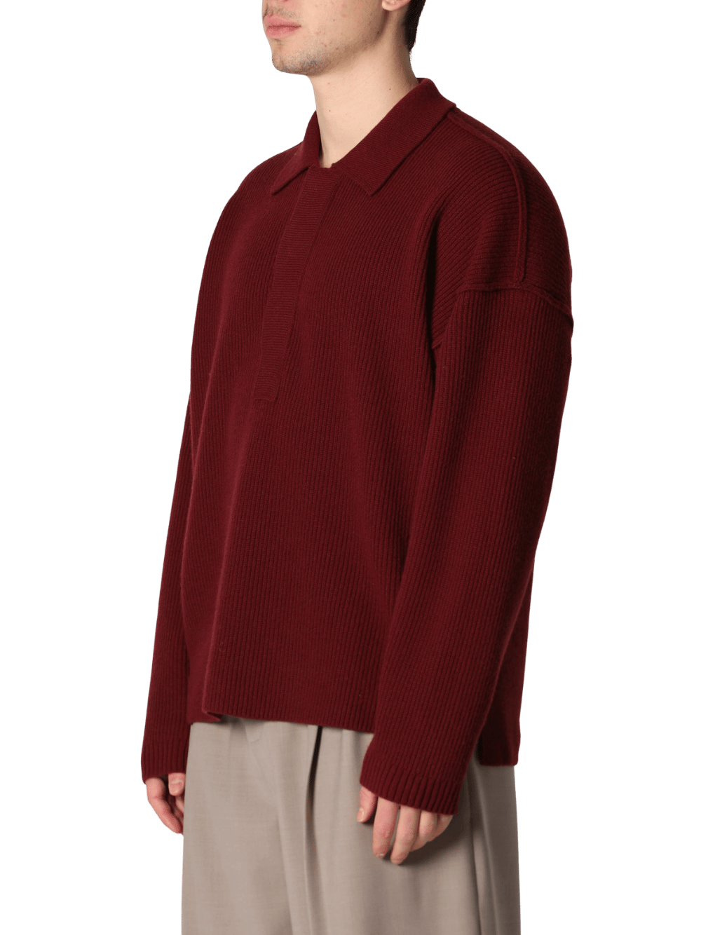 Roberto Collina Polo Kragen Strickpullover Dunkelrot Herren