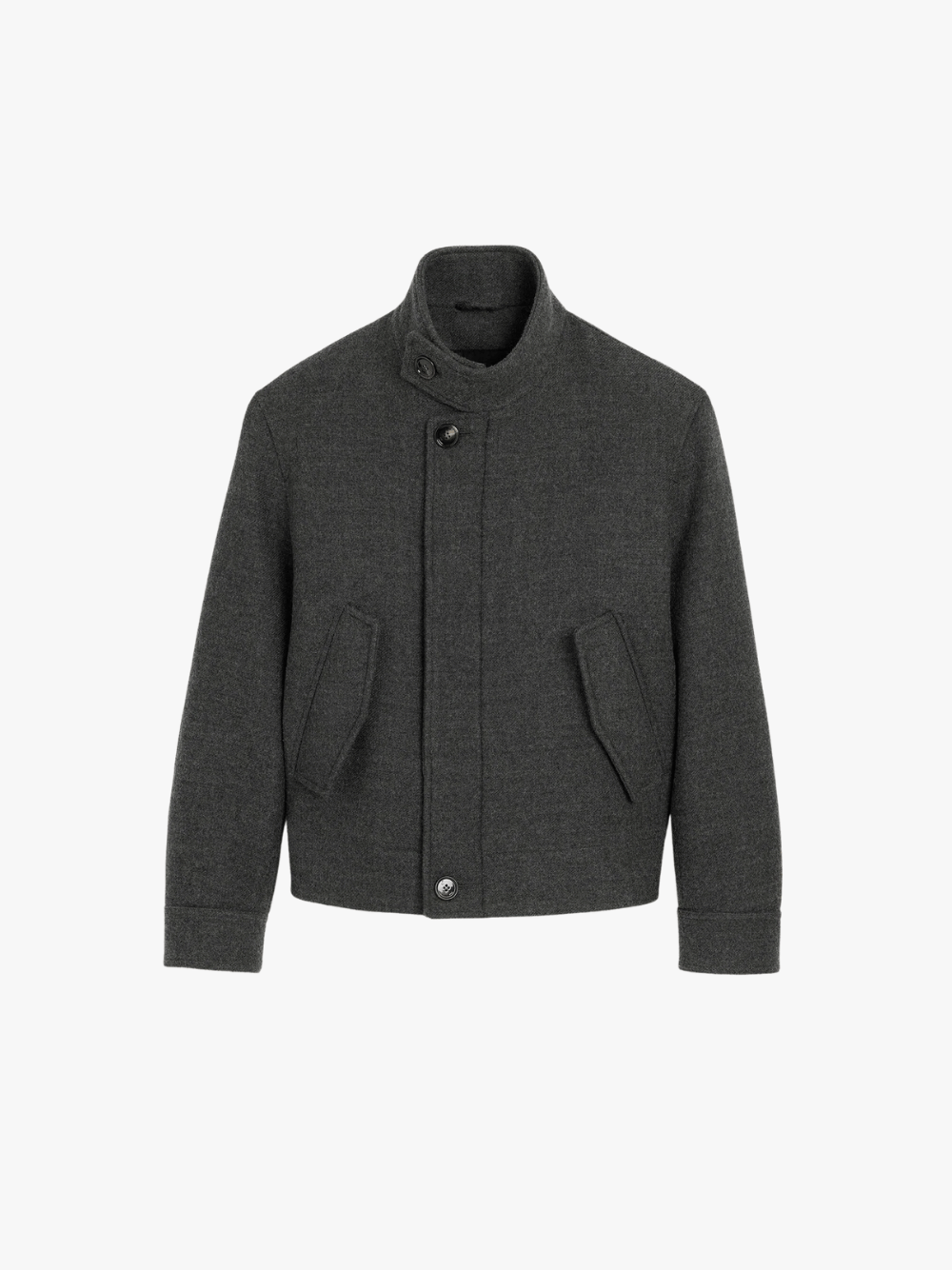 Ami Paris Wattierte Harrington-Jacke aus Wolle Grau Damen
