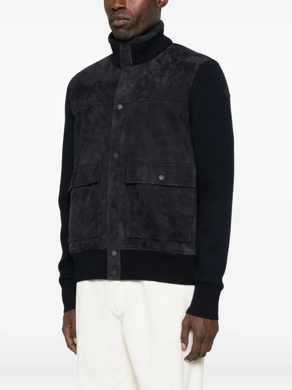 Moncler Jacke aus Strick mit Wildlederbesatz Schwarz Herren