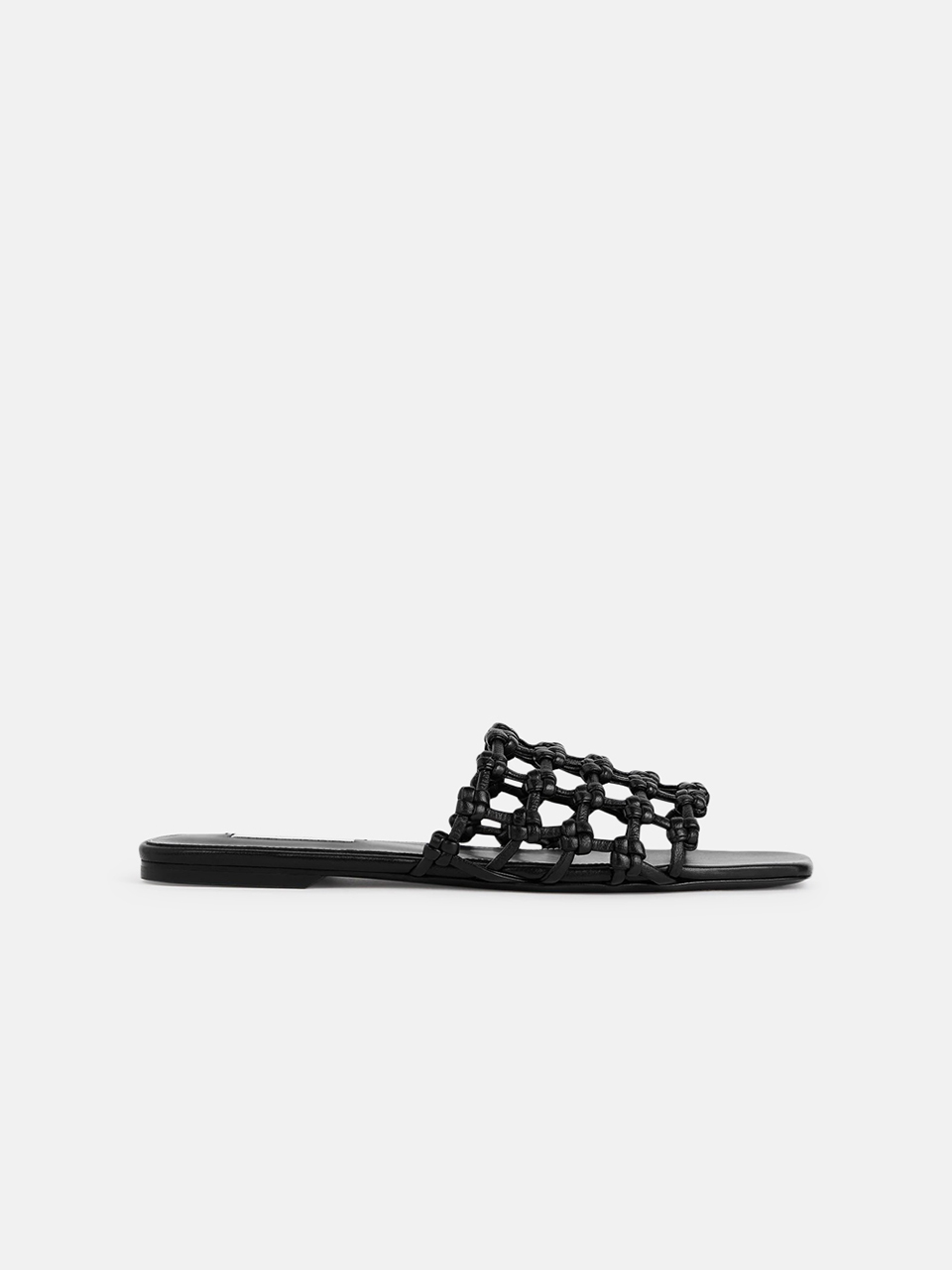 Toteme Bandeau-Slides aus geflochtenem Leder schwarz Damen