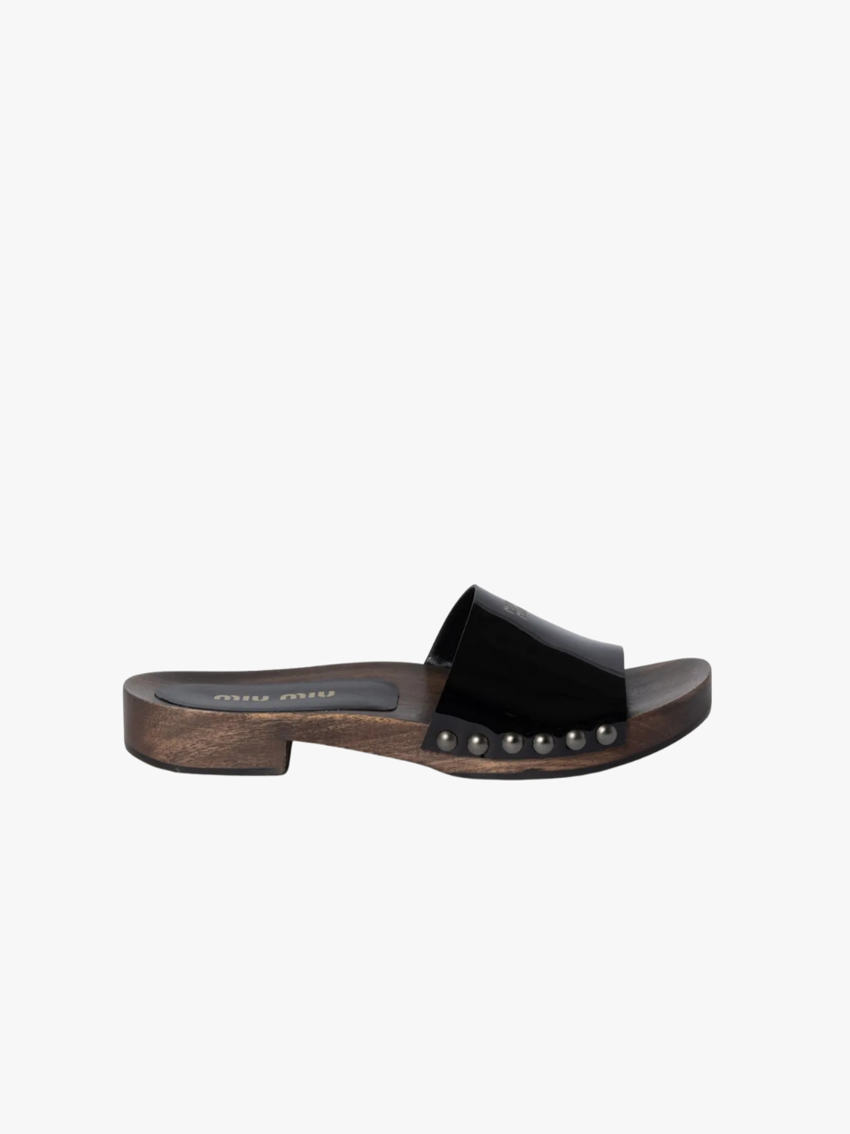 Miu Miu Pantoletten aus Leder Schwarz Damen