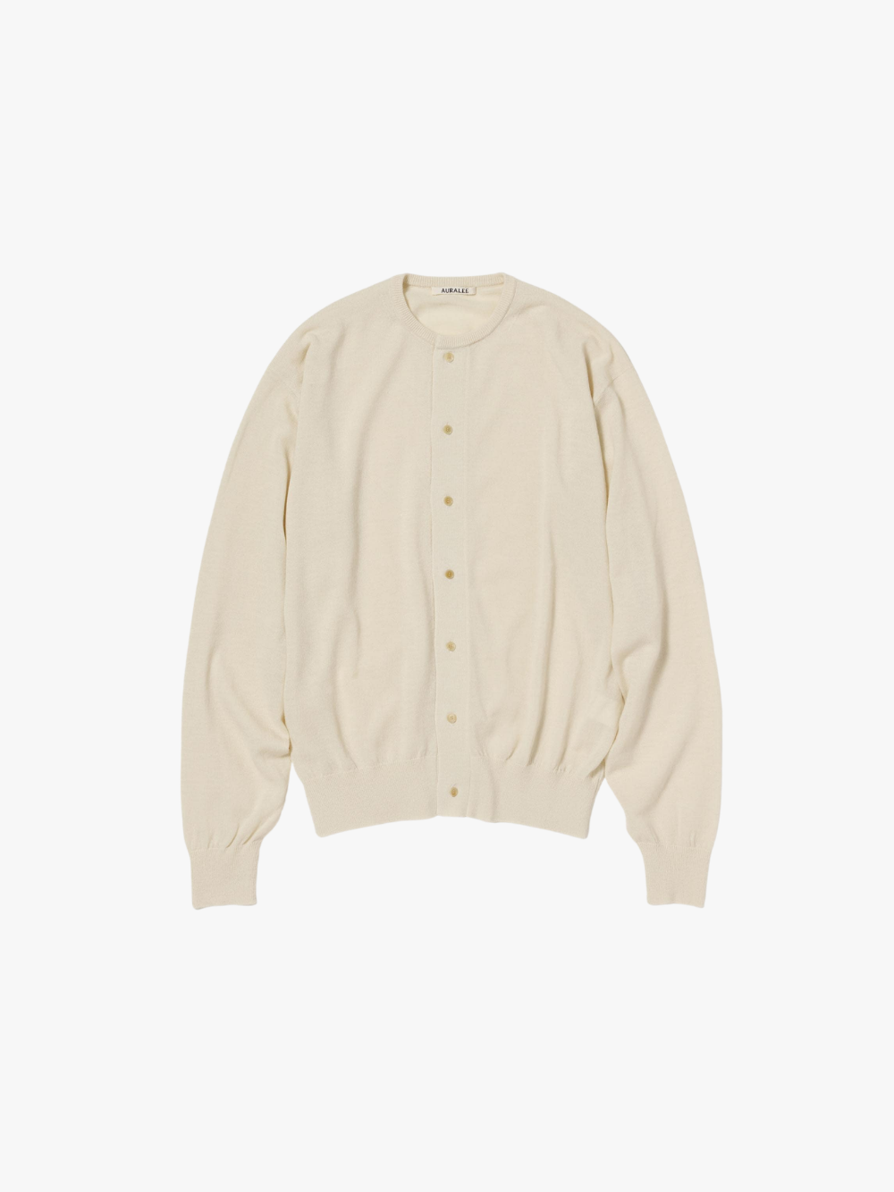 Auralee Cashmere Hard Twist Knit Cardigan Ivory White Herren