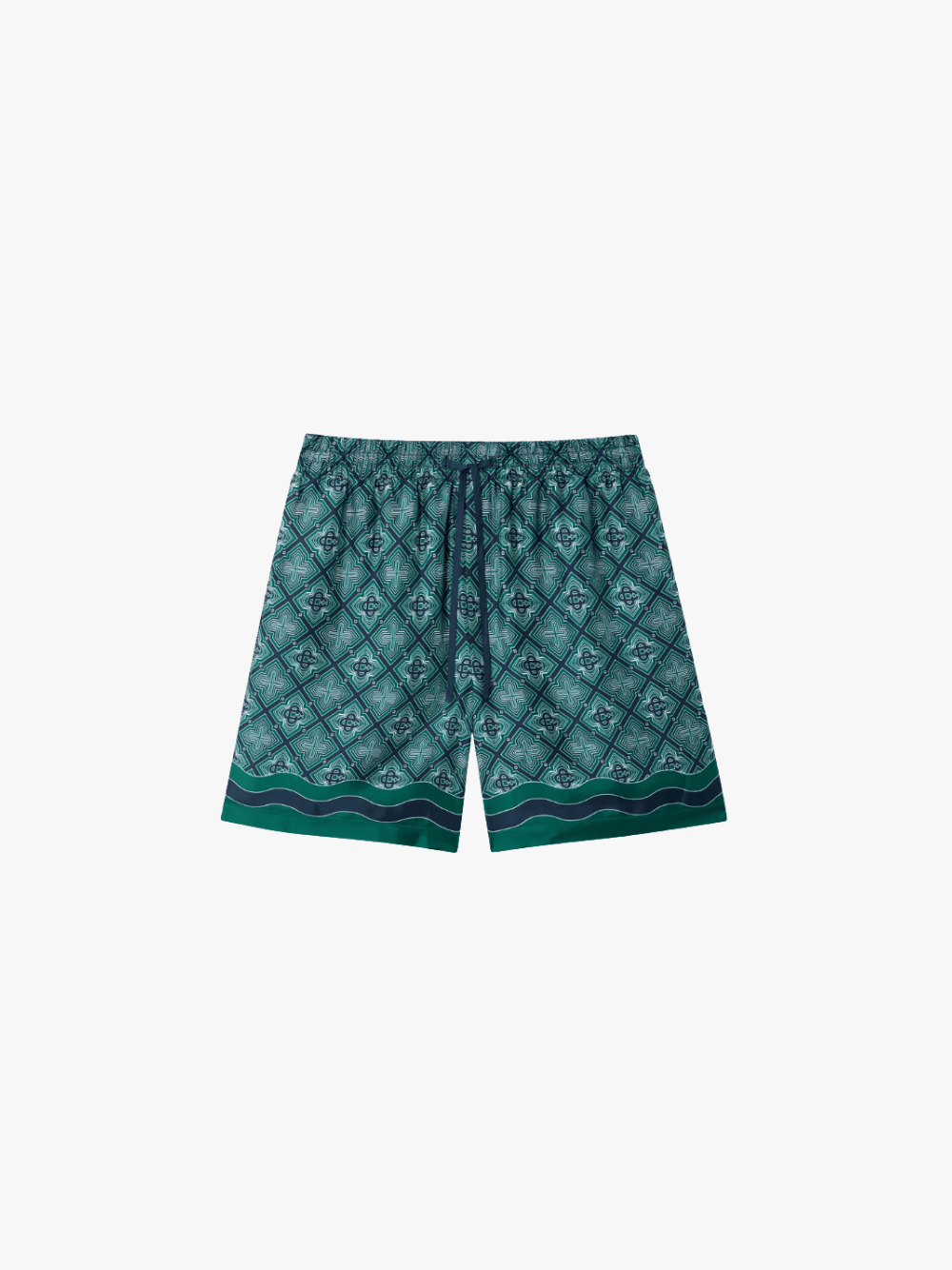 Casablanca Radiating Monogram Silk Shorts Dunkelgrün Herren