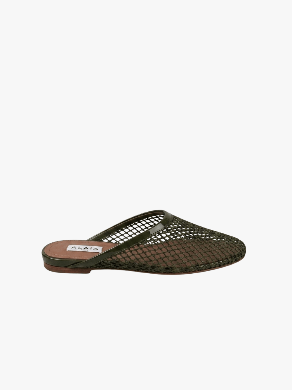 Alaia Flache Fischnetz Mules Khaki Damen
