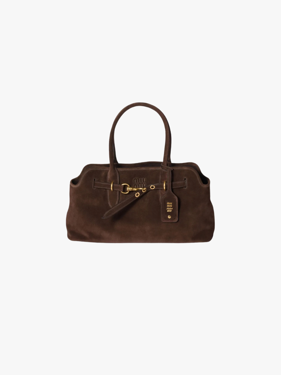 Miu Miu Aventure-Tasche aus Wildleder mit Schnallenverschluss Braun Damen
