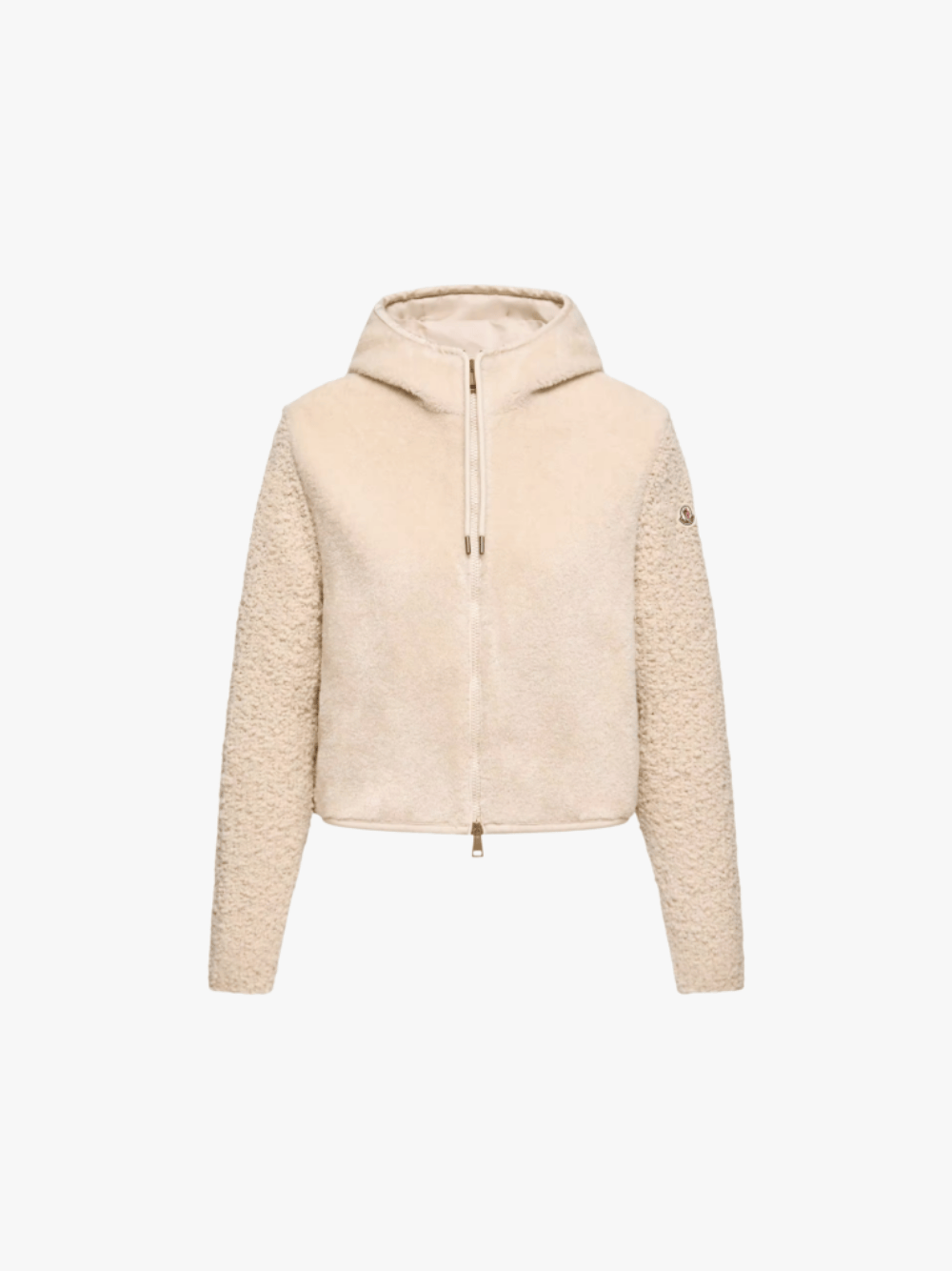 Moncler Bouclé and Teddy Jacket White-Ivory Women's