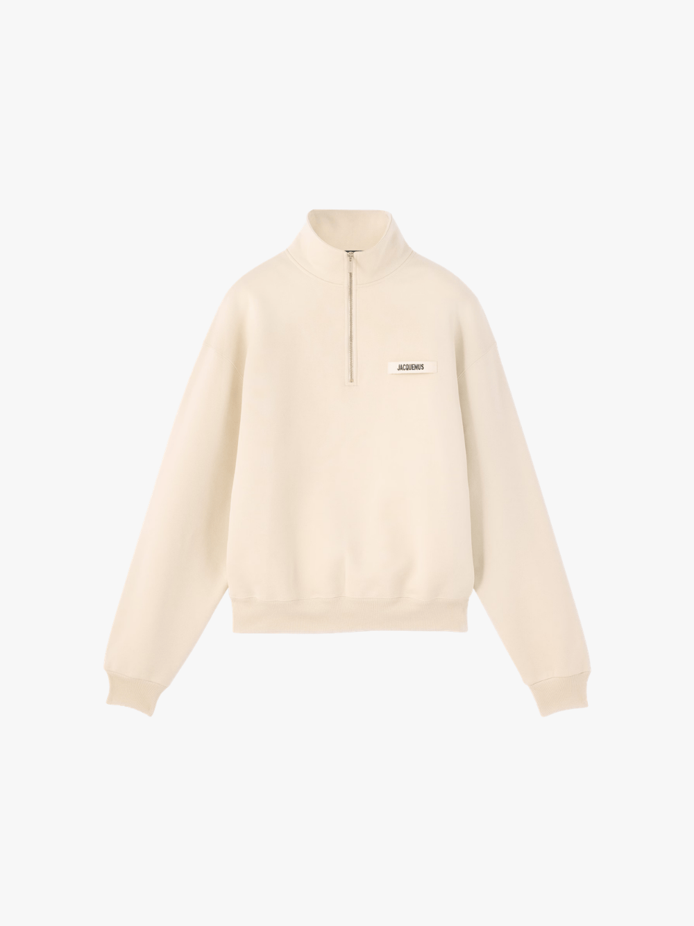 Jacquemus Das Gros Grain Sweatshirt mit Reißverschluss und Rollkragen Beige Herren