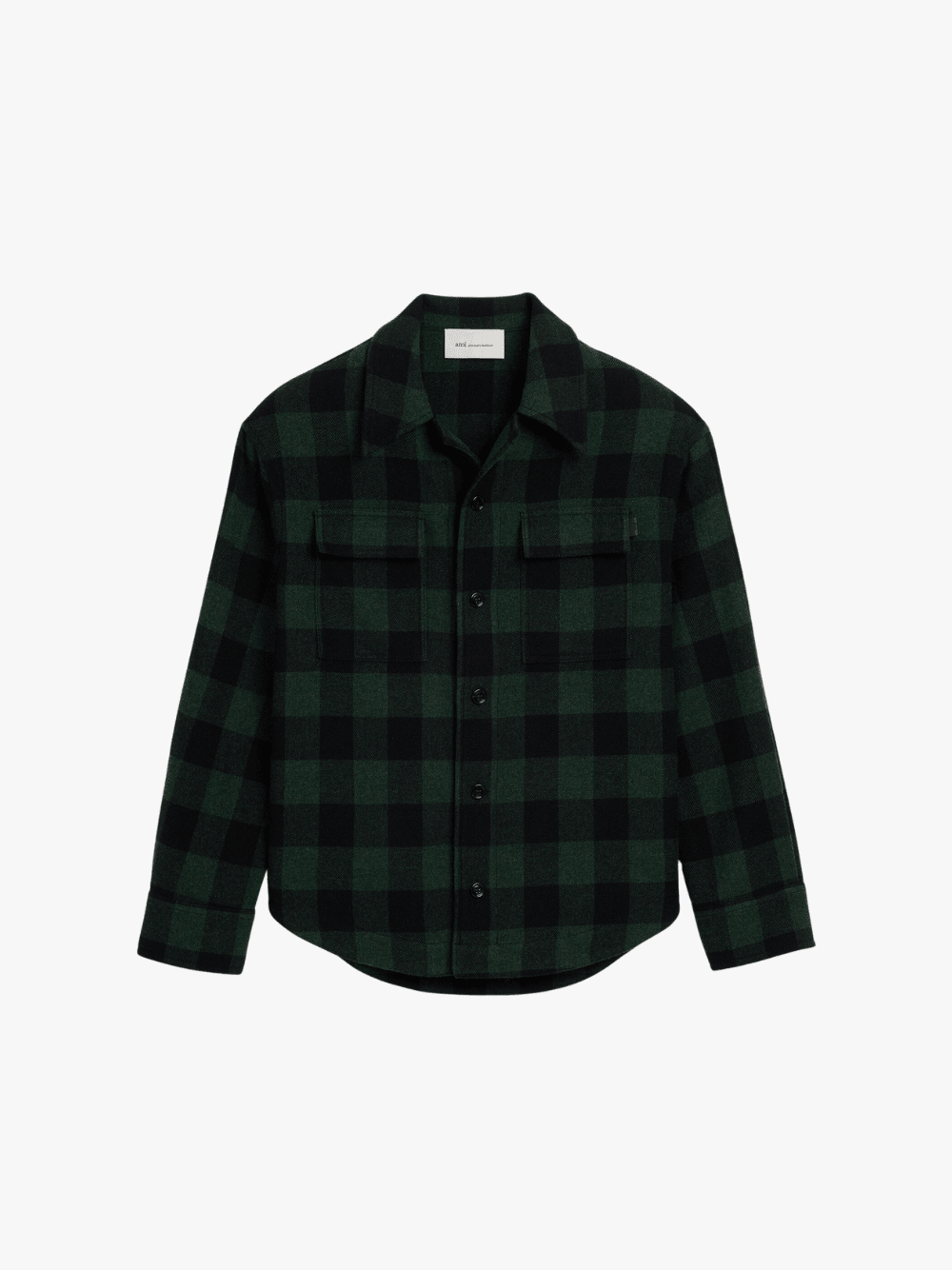 Ami Paris Weites Overshirt aus kariertem Wollstoff Dunkelgrün Herren