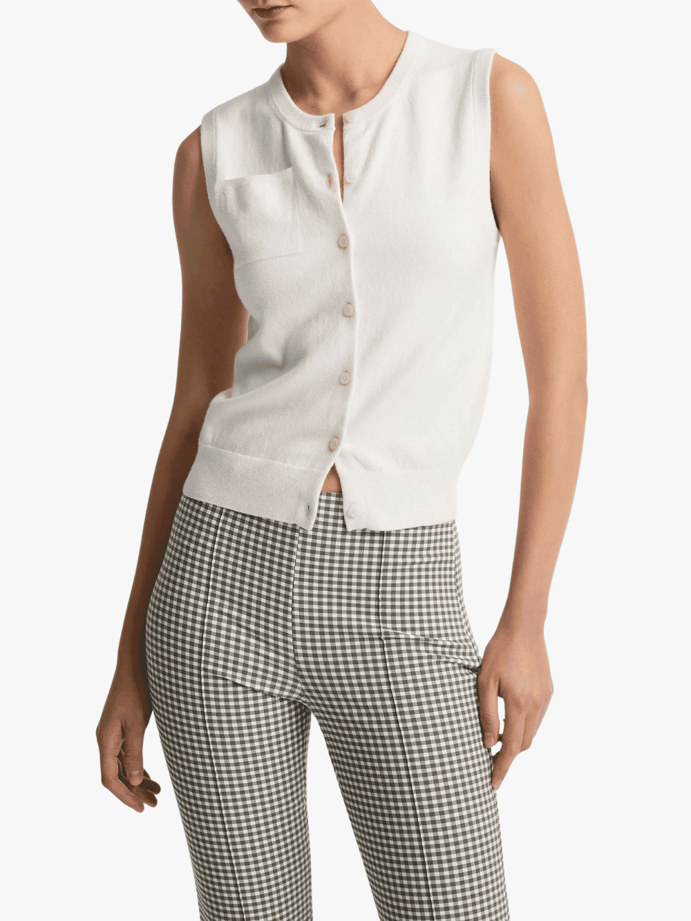 Vince Cotton and Cashmere-Blend Button-Front Shell Off White Damen