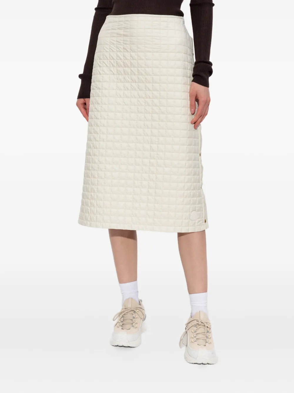 Moncler Padded Checked Quilted Midi Skirt White Women