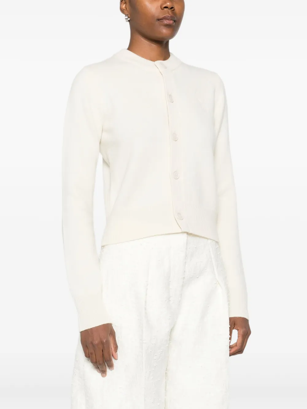 AMI Paris Buttoned Cardigan Ivory Women AMI Paris Buttoned Cardigan Ivory Women