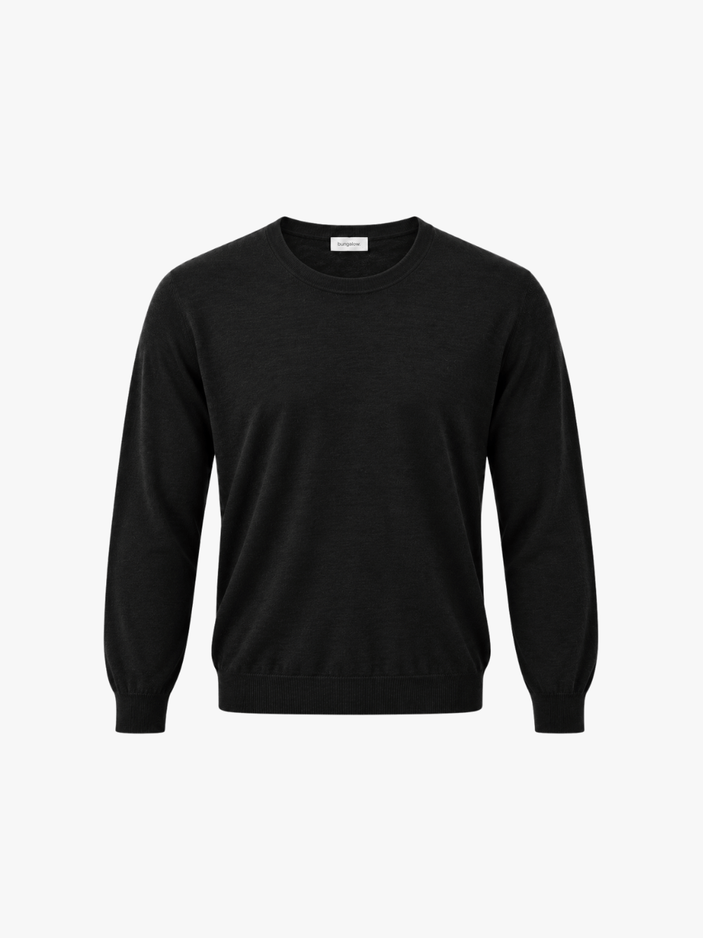 Bungalow Rundhals Strick Pullover Schwarz Herren
