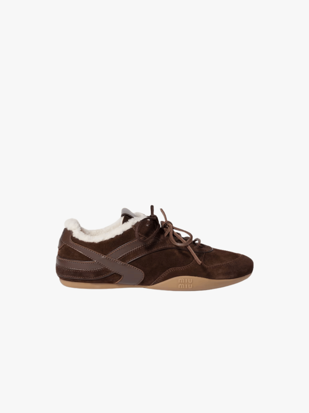 Miu Miu Gymnasium Sneaker aus Wildleder und Lammfell Braun Damen