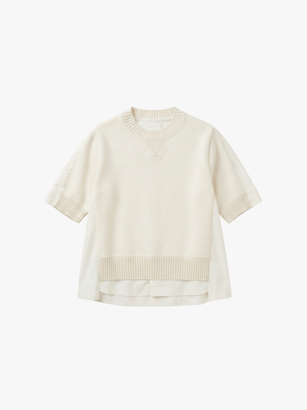Sacai Cotton Weather x Cotton Cashmere Strick Pullover Weiß Damen