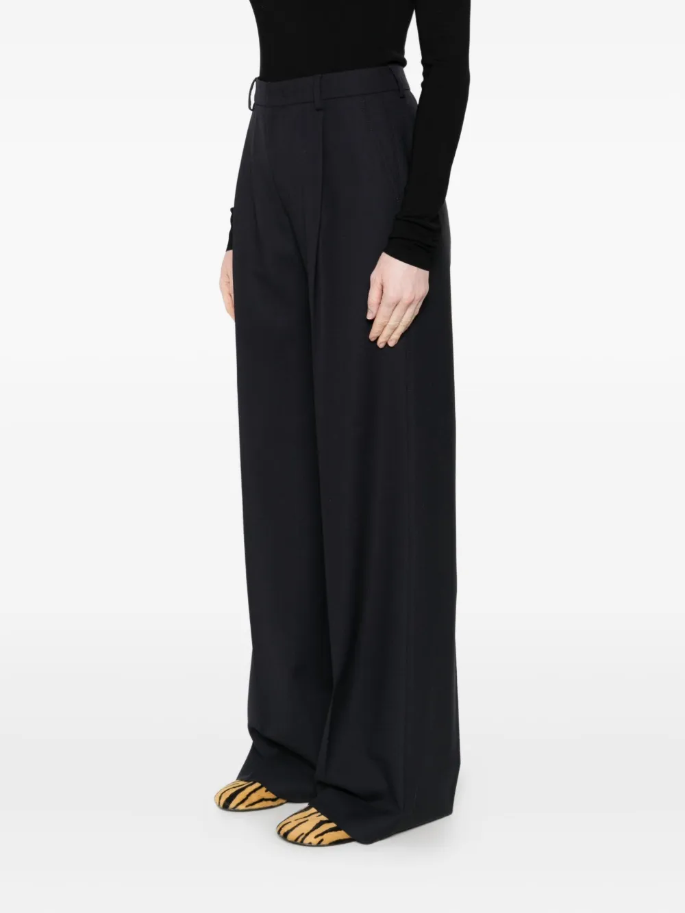 Cellar Door Plissierte Hose mit weitem Bein Schwarz Damen