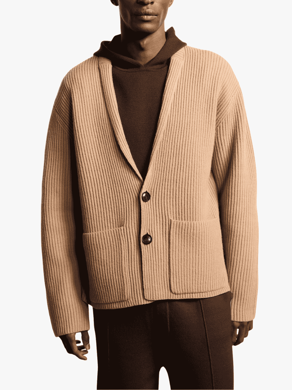 Kiefermann Tjarko Merino Rib Cardigan Camel Men