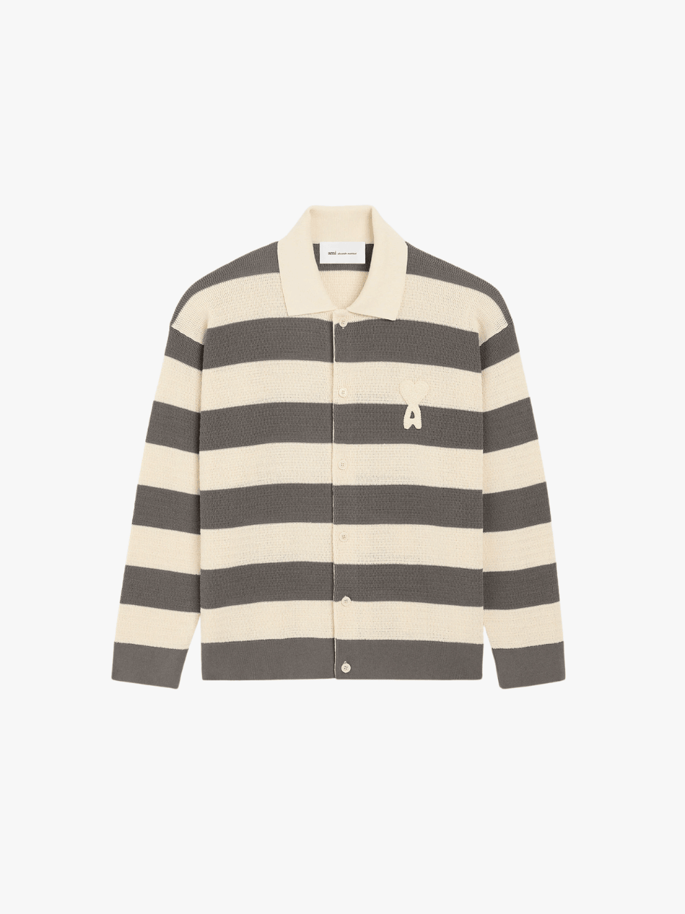 AMI Paris Ami De Coeur White & Brown Baumwoll‑Cardigan Herren