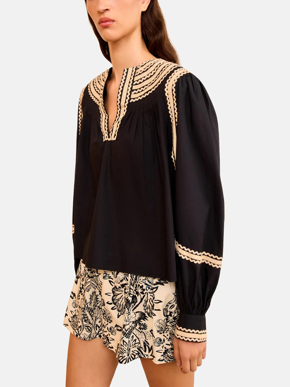 Ulla Johnson Laurenza Long Sleeve Top Noir Women's Top