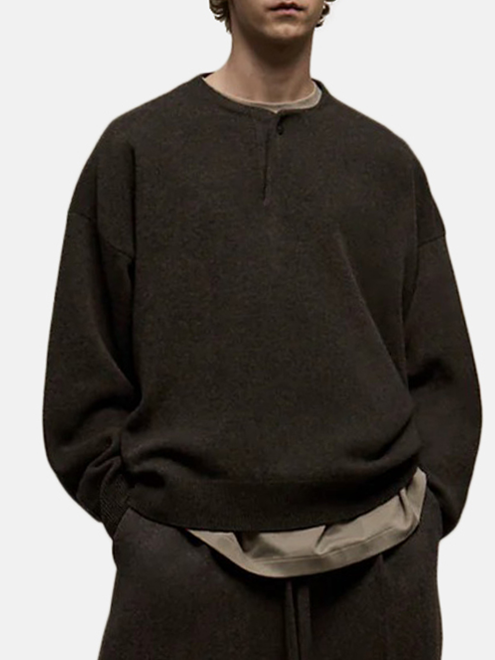 Fear of God Fine Knit Henley Sweater Black Men